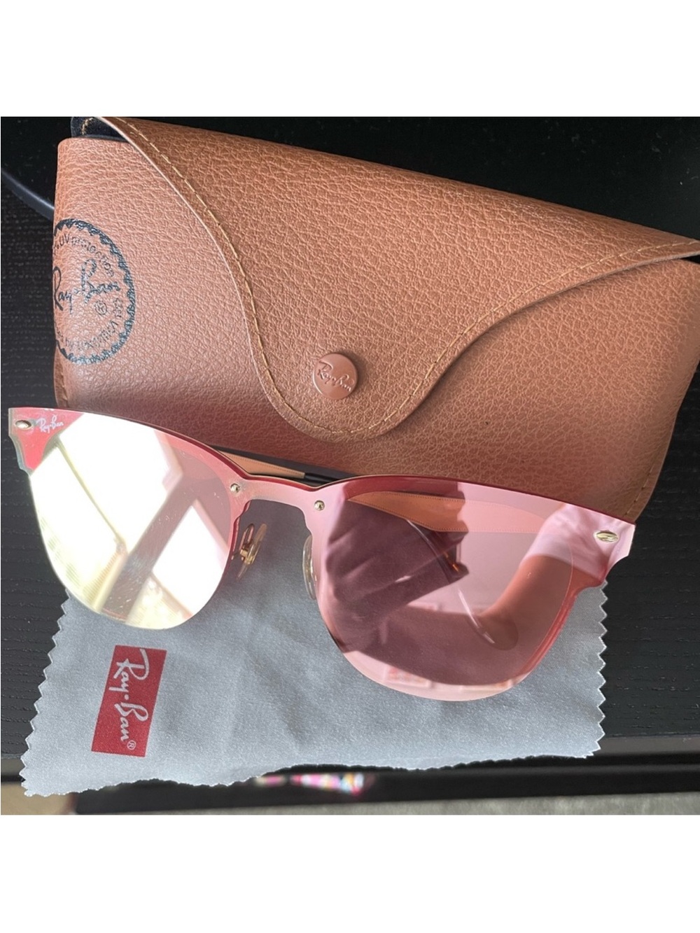 Ray-Ban Pink Lens Semi-Rimless Sunglasses